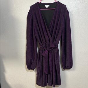 Shimmering Chic soul Purple Long Sleeve Dress
